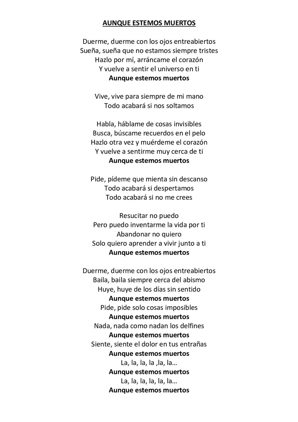 AUNQUE ESTEMOS MUERTOS — Coque Malla