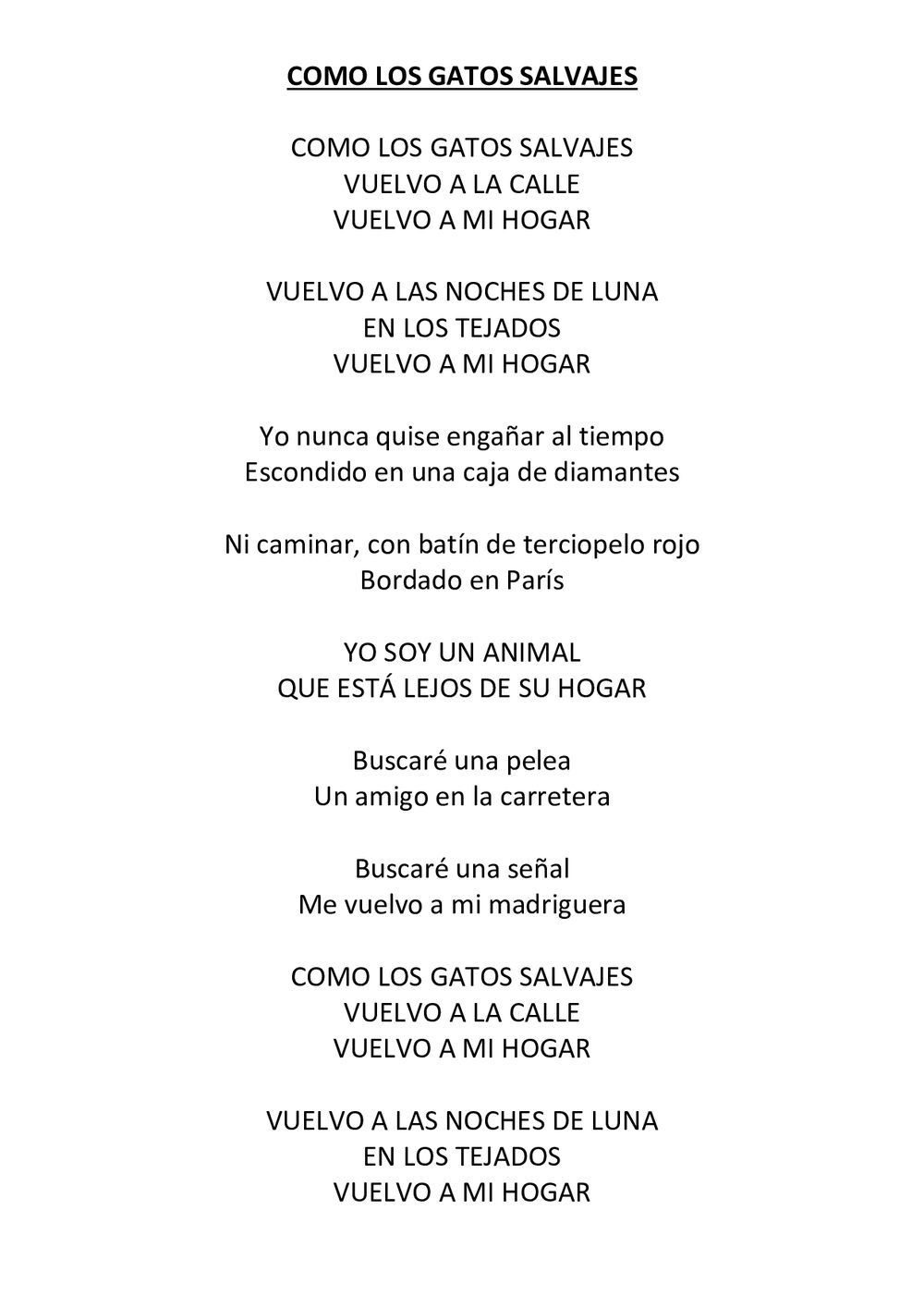 COMO LOS GATOS SALVAJES — Coque Malla